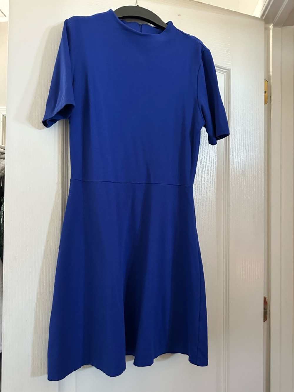 Classic Short-Sleeve Blue A-Line Mini Dress